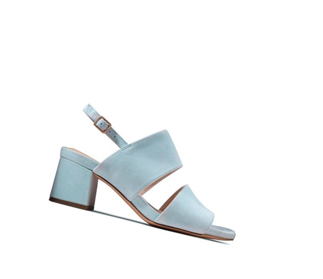Clarks Sheer 55 Sling Wildleder Sandalen Absatz Damen Hellblau | KWEG64813