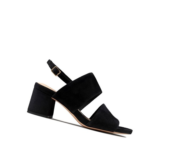 Clarks Sheer 55 Sling Wildleder Sandalen Absatz Damen Schwarz | TRWI86375