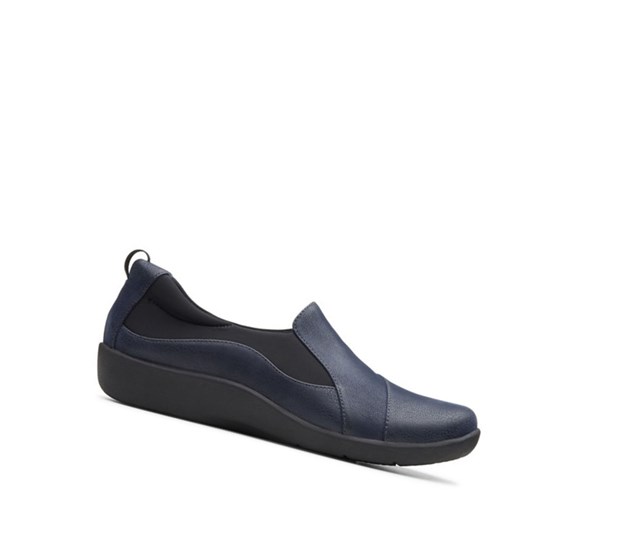 Clarks Sillian Paz Weite Fit Slip On Schuhe Damen Navy | XOFI58734