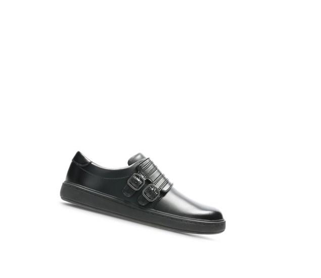 Clarks Street Stride Leder Schulschuhe Mädchen Schwarz | CZDS05768
