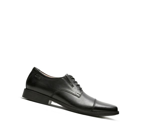 Clarks Tilden Cap Leder Lederschuhe Herren Schwarz | SYMJ78261