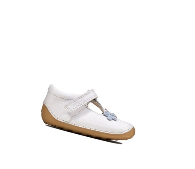 Clarks Tiny Sun Leder Lederschuhe Mädchen Weiß | UNOL41230