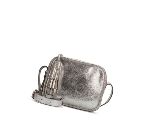 Clarks Topsham Mila Leder crossbody taschen Damen Silber | NPTF61745