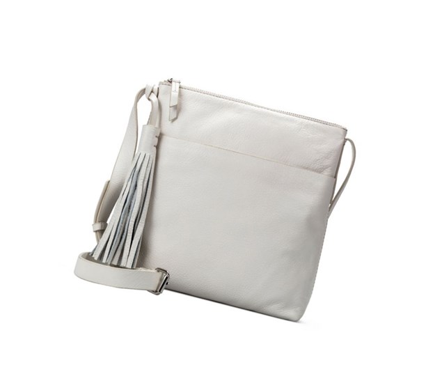 Clarks Topsham Shine Leder crossbody taschen Damen Weiß | XYHS09263