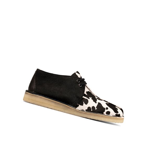 Clarks Trek Smart Lässige Print Leder Wüstenstiefel Herren Schwarz | BCVR61579