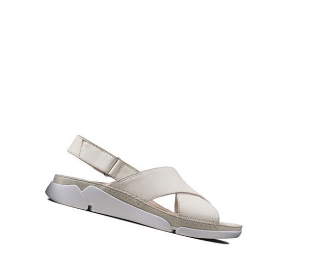 Clarks Tri Alexia Leder Flache Sandalen Damen Weiß | LYMX03189