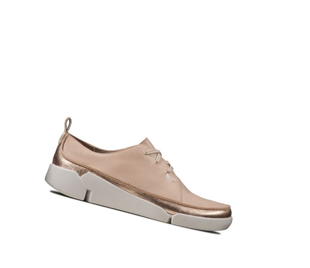 Clarks Tri Clara Leder Flache Schuhe Damen Hautfarbe | EATC79065
