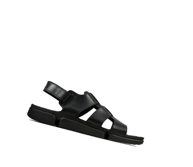 Clarks Tri Cove Sky Leder Lässige Sandalen Herren Schwarz | SCHL98017