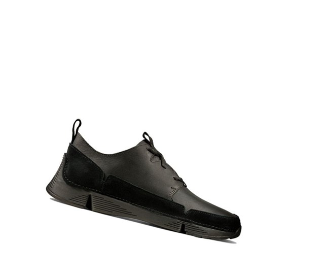 Clarks Tri Solar Leder Sneakers Herren Schwarz | CUPI19586