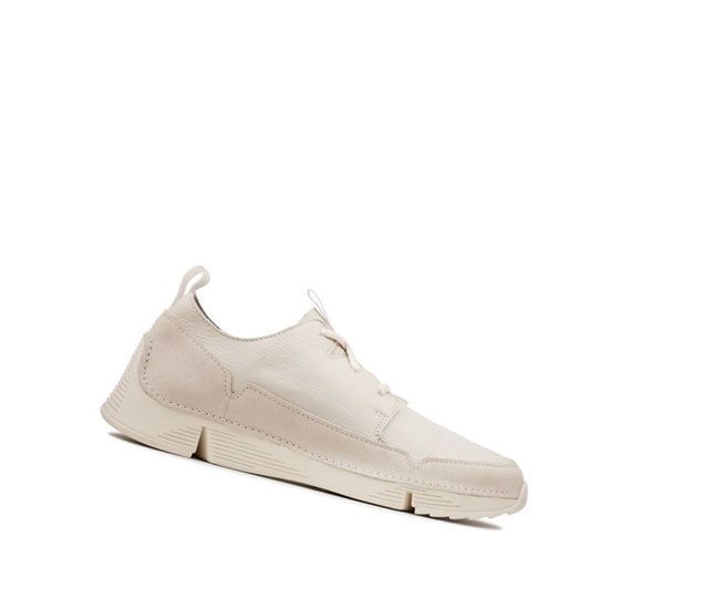 Clarks Tri Solar Leder Sneakers Herren Weiß | GVEB70529