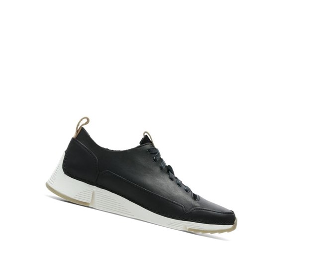 Clarks Tri Spark Nubuck Lässige Turnschuhe Damen Schwarz | BKRM21579