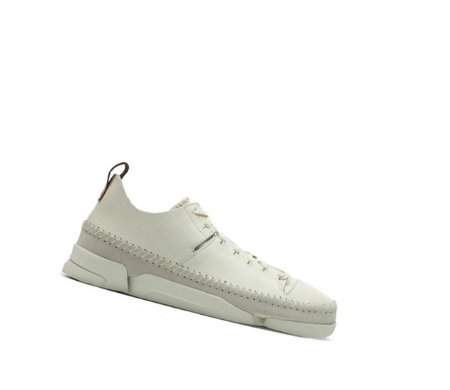 Clarks Trigenic Flex Leder Sneakers Damen Weiß | GQTE82034