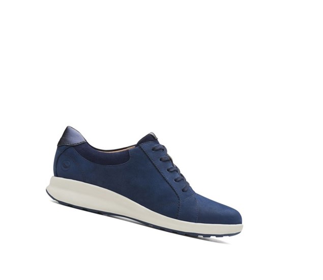 Clarks Un Adorn Spitze Leder Weite Fit Lederschuhe Damen Navy | IEYN82301
