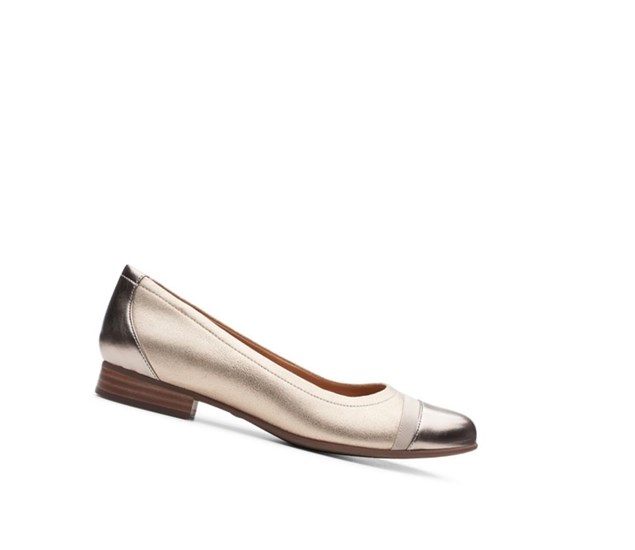 Clarks Un Blush Cap2 Leder Lederschuhe Damen Gold Metal | YTWR49581