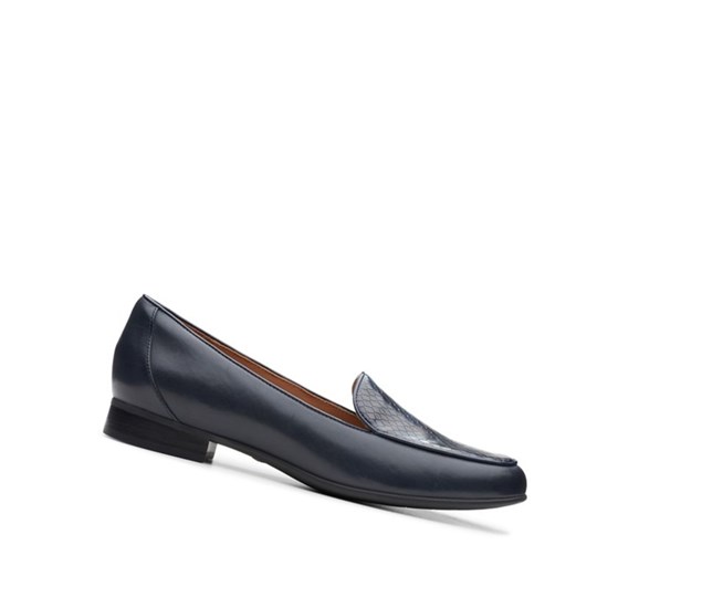 Clarks Un Blush Ease Leder Weite Fit Lederschuhe Damen Navy | HPRC87312