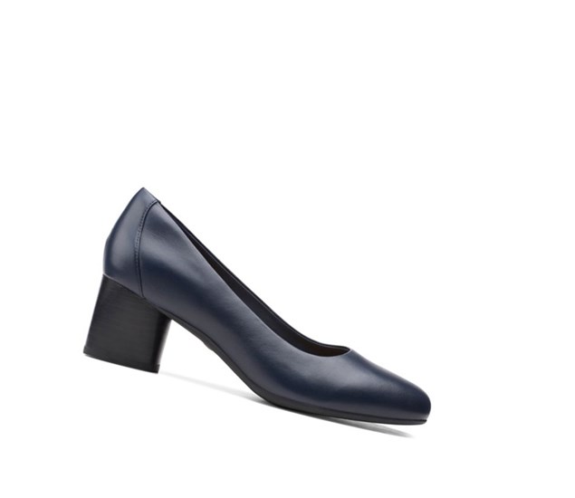 Clarks Un Cosmo Kleider Leder Lederschuhe Damen Navy | BWHZ08943
