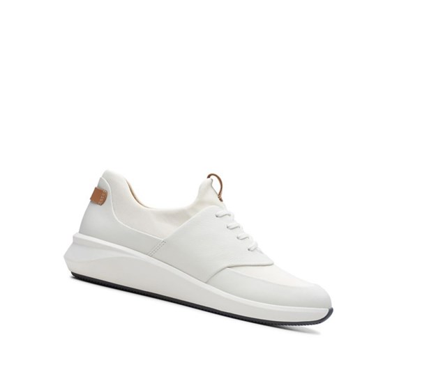 Clarks Un Rio Spitze Leder Lässige Turnschuhe Damen Weiß | JVZF95681