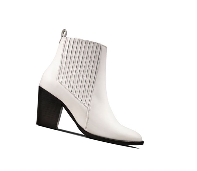 Clarks West Lo Leder Stiefel mit Absatz Damen Weiß | PAWO10536