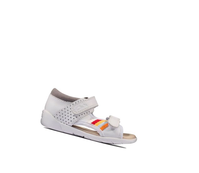 Clarks Zora Beau Leder Lässige Sandalen Jungen Weiß | JTHF36947