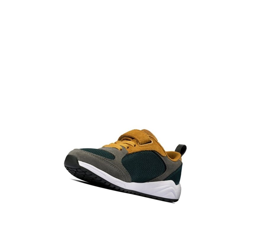 Clarks Aeon Flex Textil Sneakers Jungen Dunkelgrau Gelb | GEBJ50137