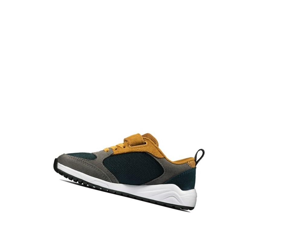 Clarks Aeon Flex Textil Sneakers Jungen Dunkelgrau Gelb | GEBJ50137