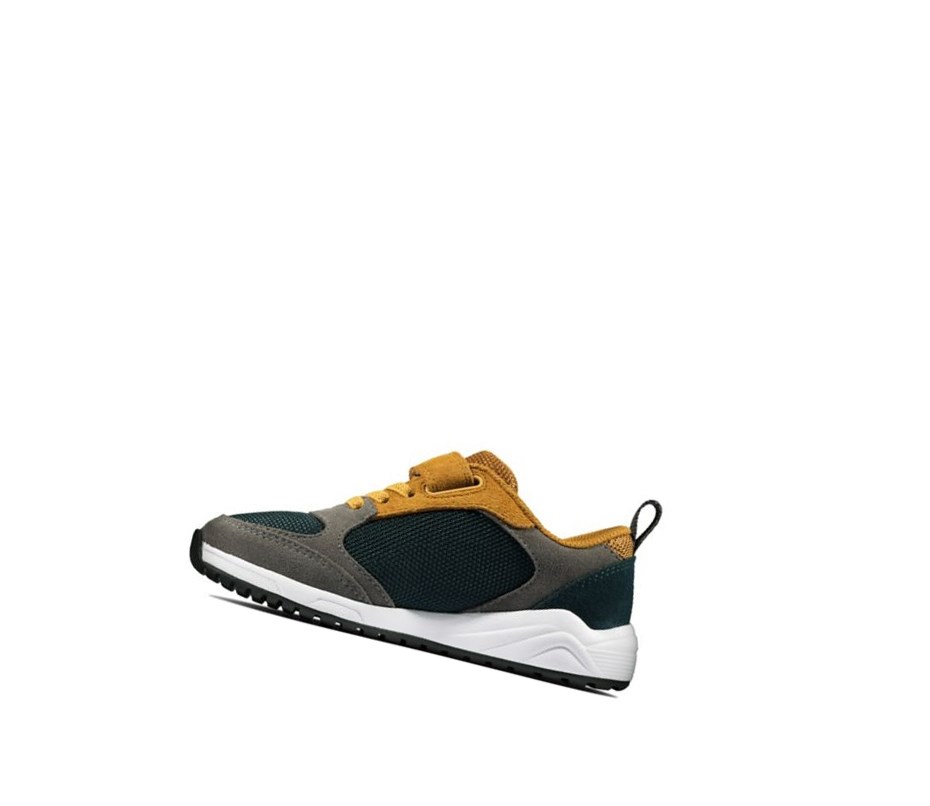 Clarks Aeon Flex Textil Sneakers Mädchen Dunkelgrau Gelb | WRKJ25894