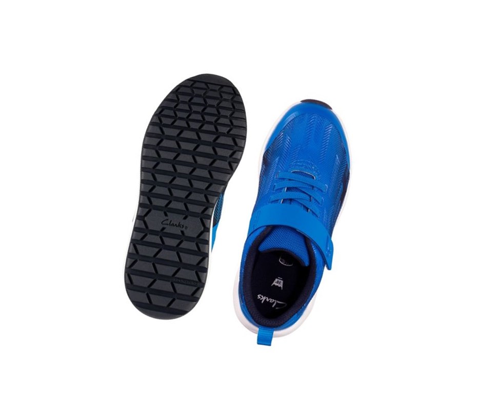 Clarks Aeon Pace Leder Sneakers Jungen Navy Blau | AGCJ71396