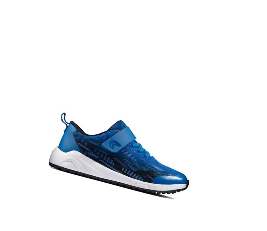 Clarks Aeon Pace Leder Sneakers Jungen Navy Blau | AGCJ71396