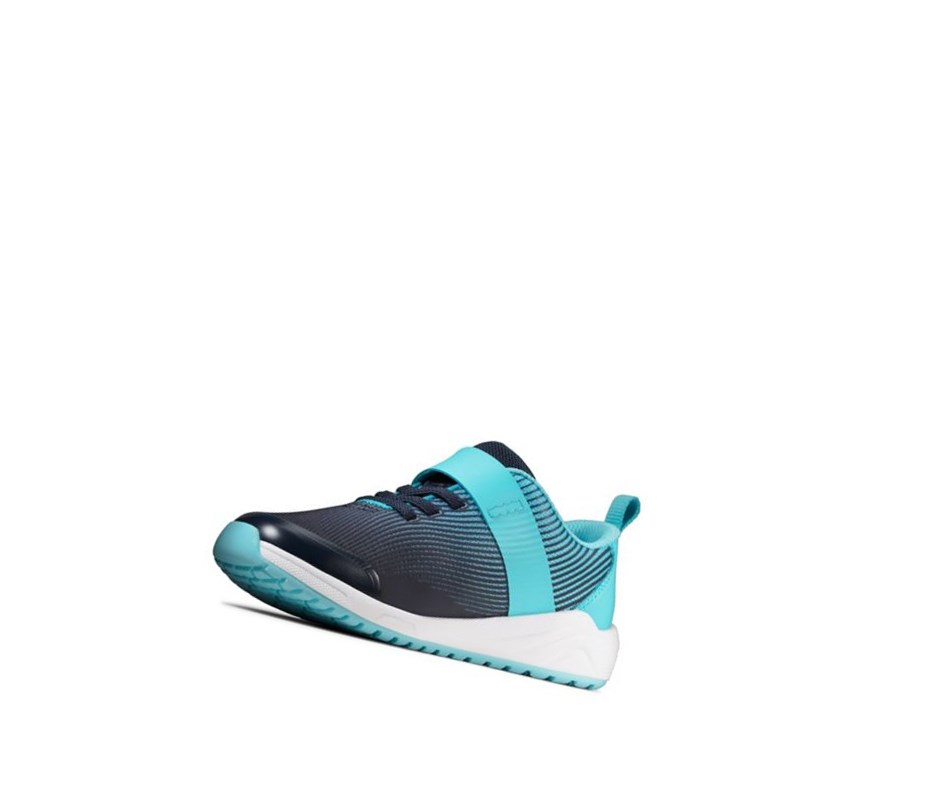Clarks Aeon Pace Leder Sneakers Jungen Navy | QHON68902