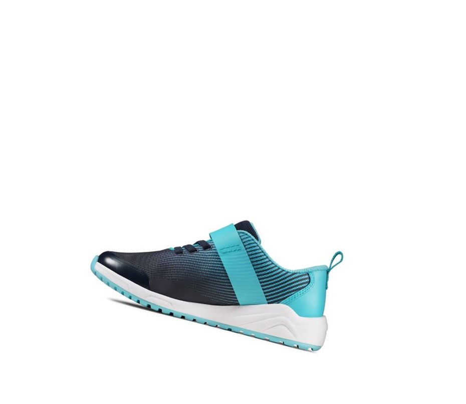 Clarks Aeon Pace Leder Sneakers Jungen Navy | QHON68902
