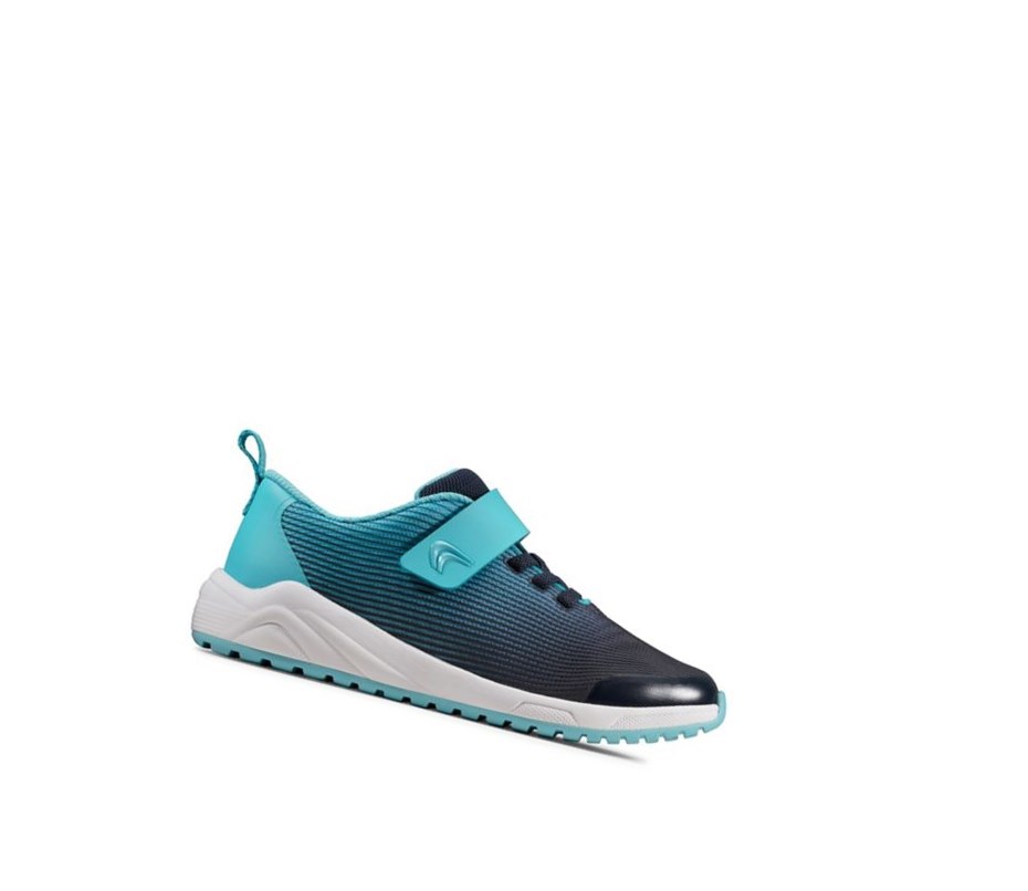 Clarks Aeon Pace Leder Sneakers Jungen Navy | QHON68902