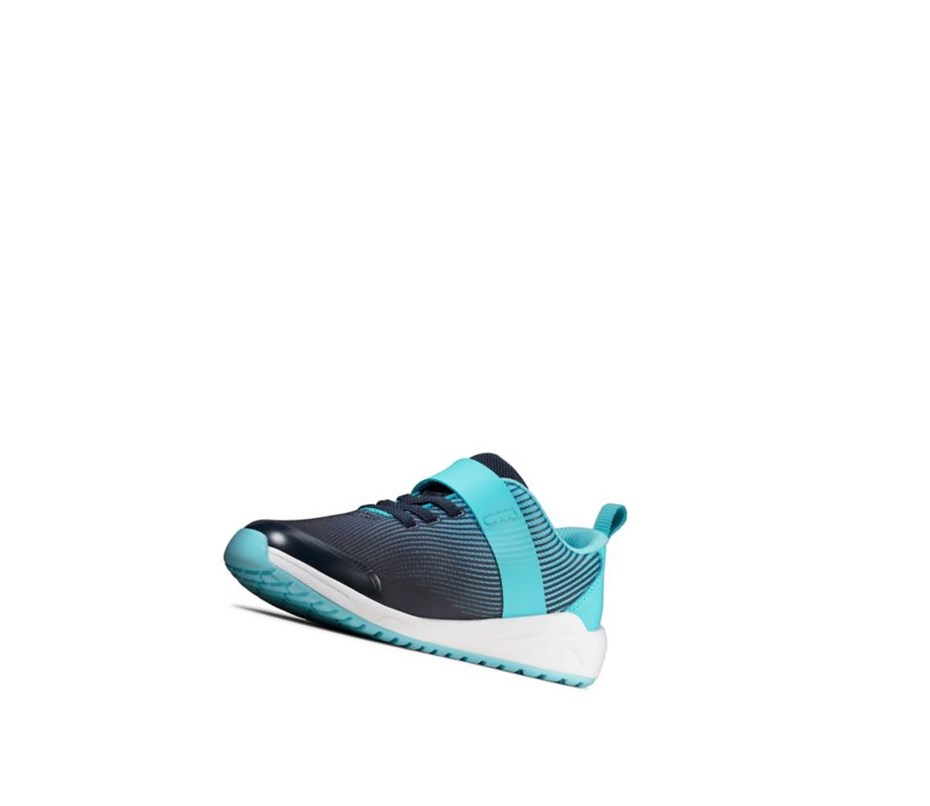 Clarks Aeon Pace Leder Sneakers Jungen Navy | XHMK93658
