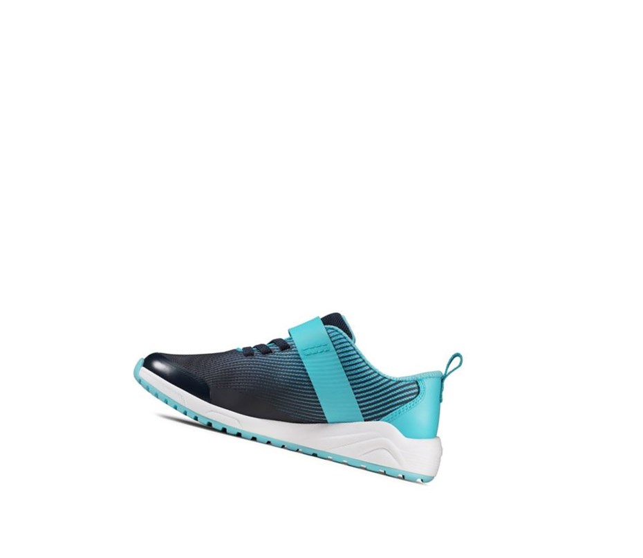 Clarks Aeon Pace Leder Sneakers Jungen Navy | XHMK93658
