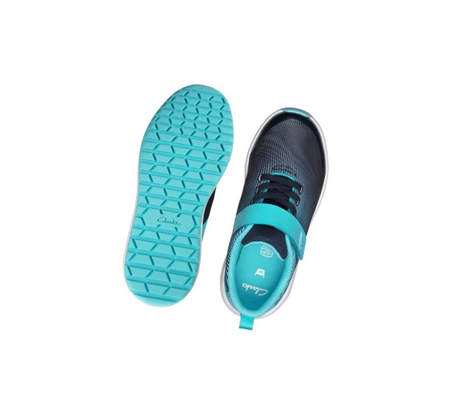Clarks Aeon Pace Leder Sneakers Jungen Navy | XHMK93658