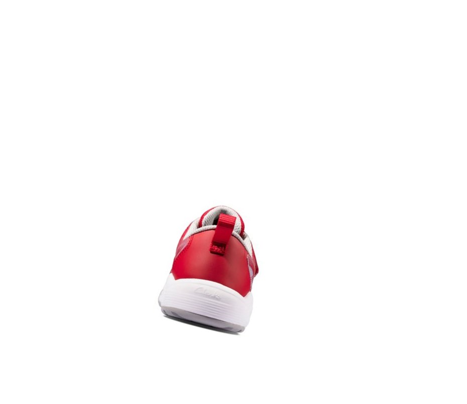 Clarks Aeon Pace Leder Sneakers Jungen Rot Grau | FULM96482