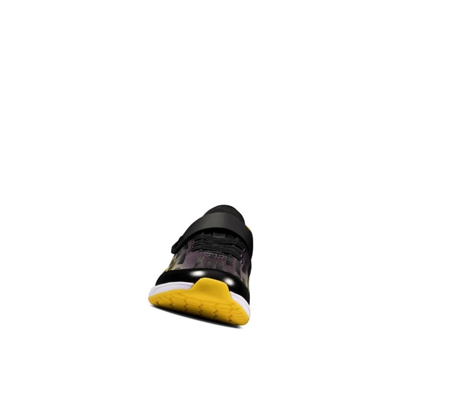 Clarks Aeon Pace Leder Sneakers Jungen Schwarz Gelb | KVUQ14063