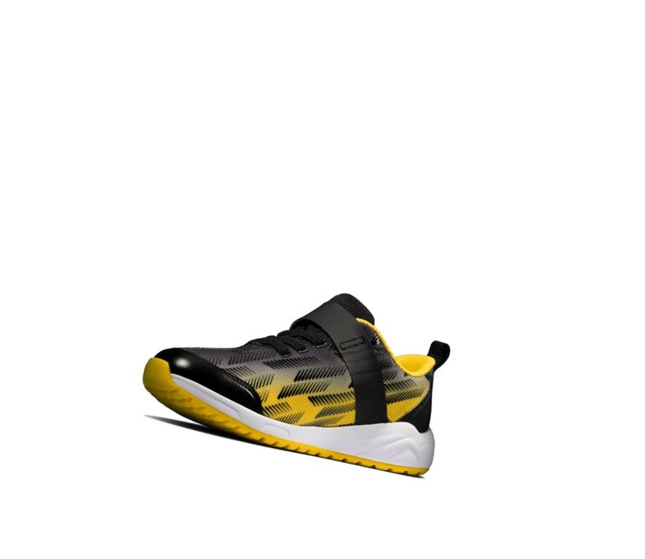 Clarks Aeon Pace Leder Sneakers Jungen Schwarz Gelb | KVUQ14063
