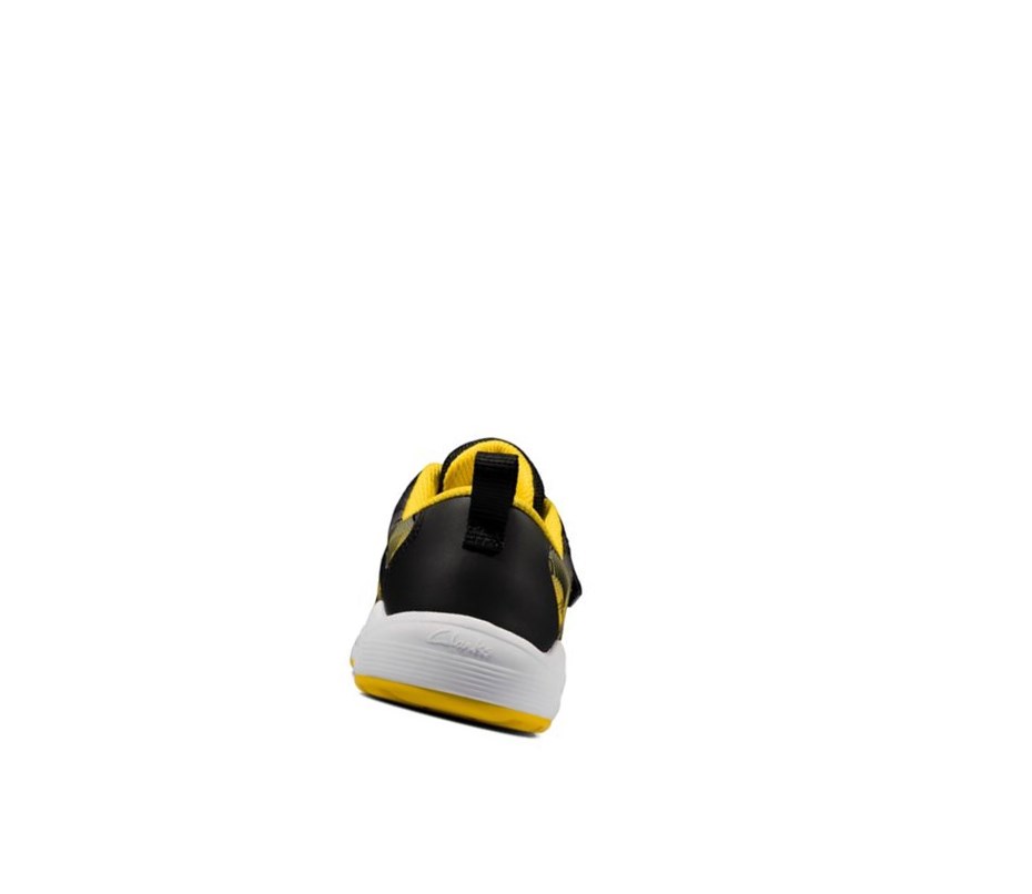 Clarks Aeon Pace Leder Sneakers Jungen Schwarz Gelb | KVUQ14063