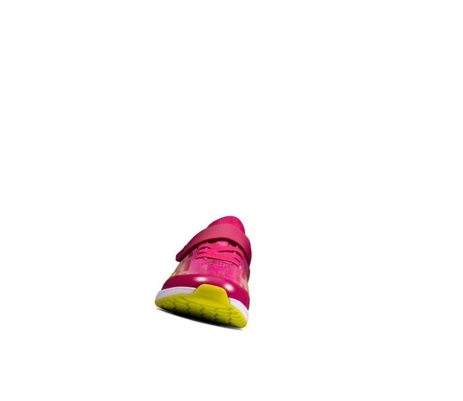 Clarks Aeon Pace Leder Sneakers Mädchen Rosa Zitrone | HTRW29063