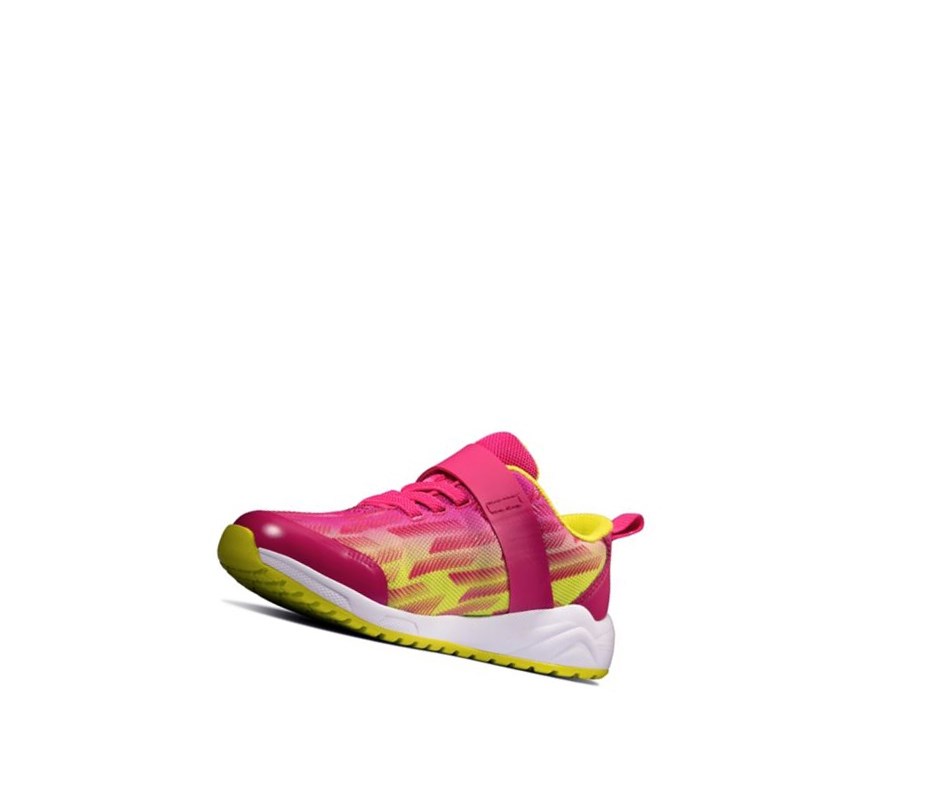 Clarks Aeon Pace Leder Sneakers Mädchen Rosa Zitrone | KDXH18694