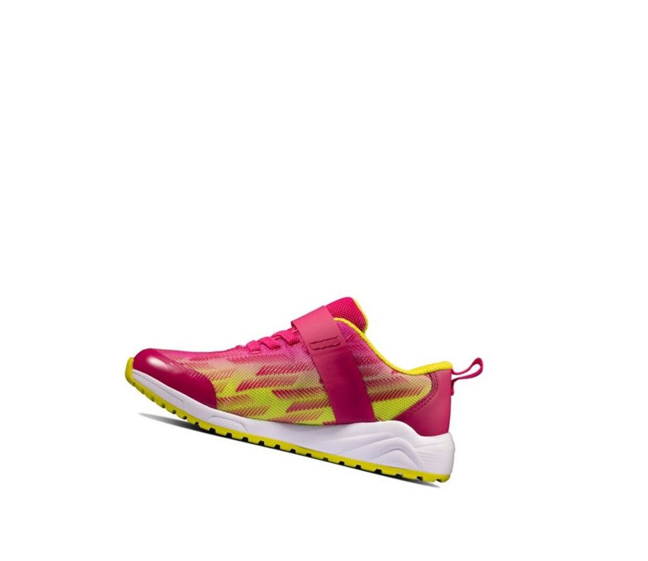 Clarks Aeon Pace Leder Sneakers Mädchen Rosa Zitrone | KDXH18694