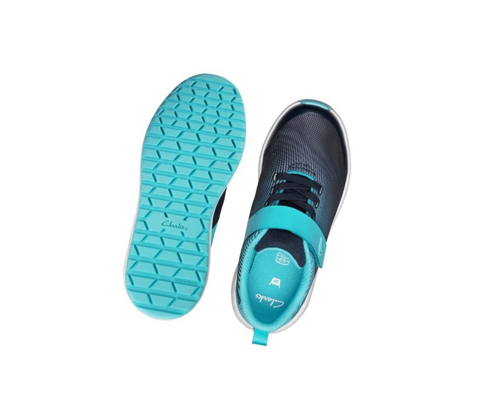 Clarks Aeon Pace Leder Sneakers Mädchen Navy | XBIT93642