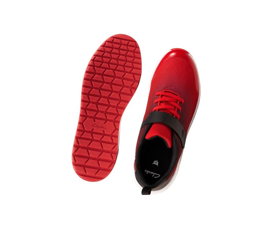 Clarks Aeon Pace Leder Sneakers Mädchen Rot | YHEC71463