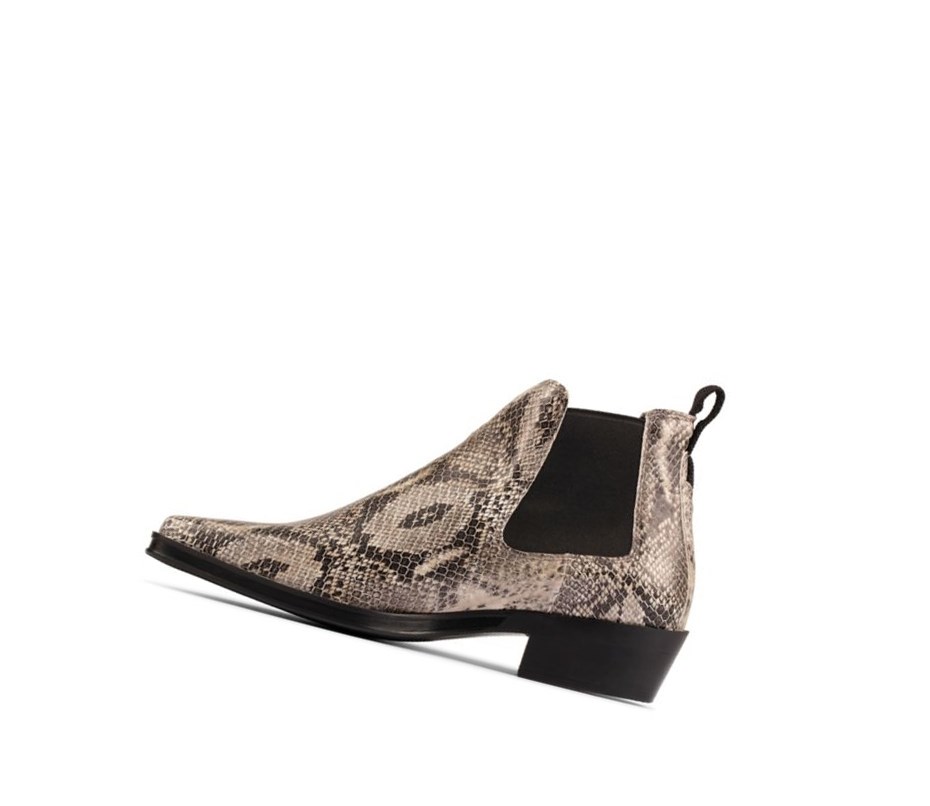 Clarks Alcina Top Leder Chelsea Boots Damen Grau Schlangenoptik | APMS82617