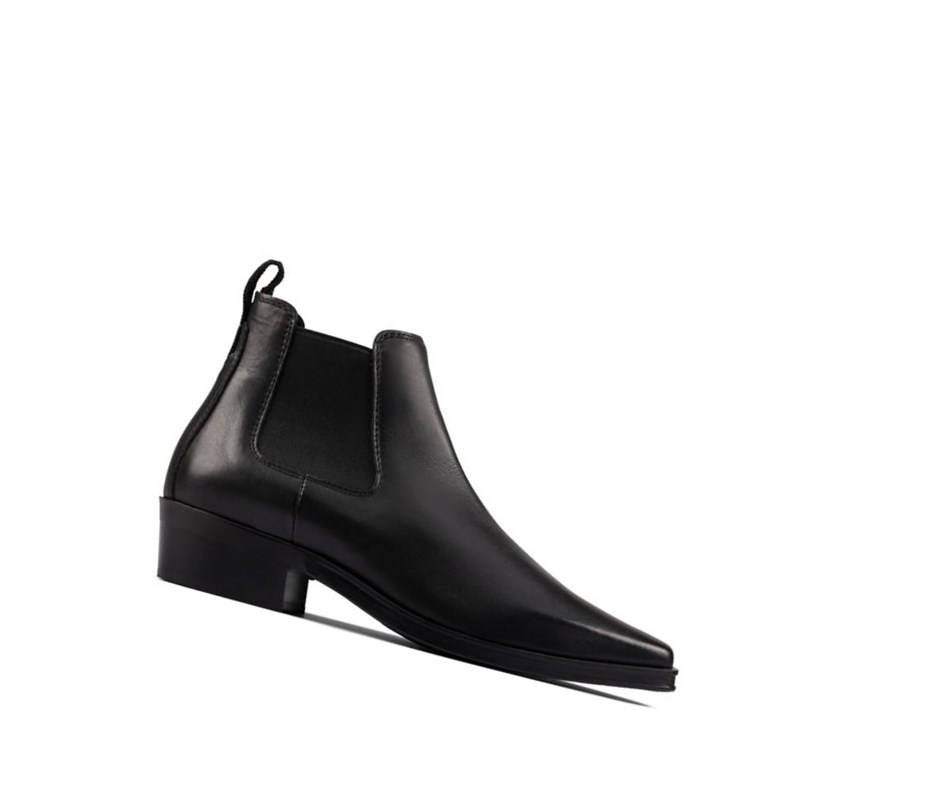Clarks Alcina Top Leder Chelsea Boots Damen Schwarz | CHWO90514