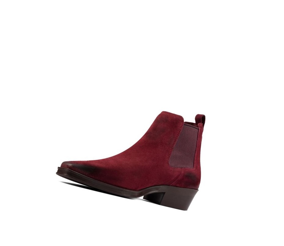 Clarks Alcina Top Wildleder Chelsea Boots Damen Tiefesrot | WDNV06145