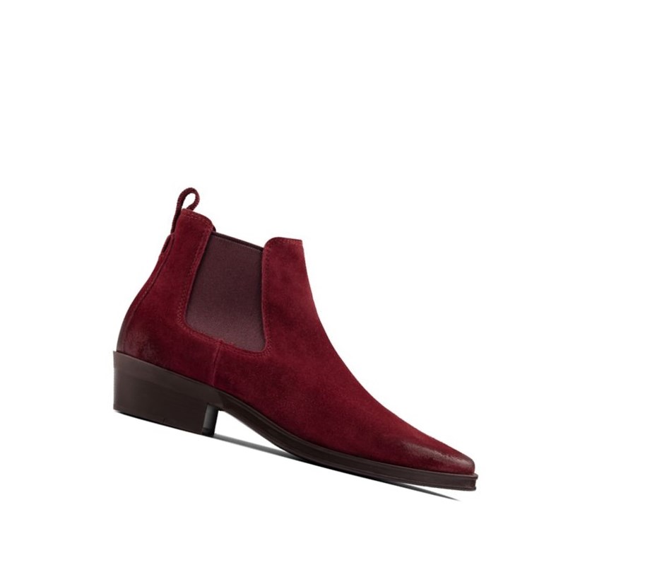 Clarks Alcina Top Wildleder Chelsea Boots Damen Tiefesrot | WDNV06145