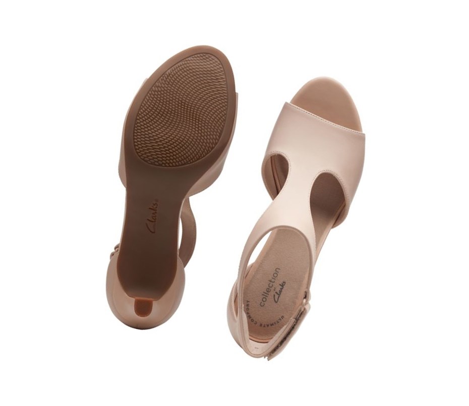 Clarks Alice Flame Leder Sandalen Absatz Damen Hautfarbe | CBYO34186