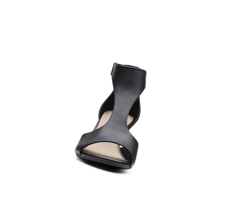 Clarks Alice Flame Leder Sandalen Absatz Damen Schwarz | YGBV56013