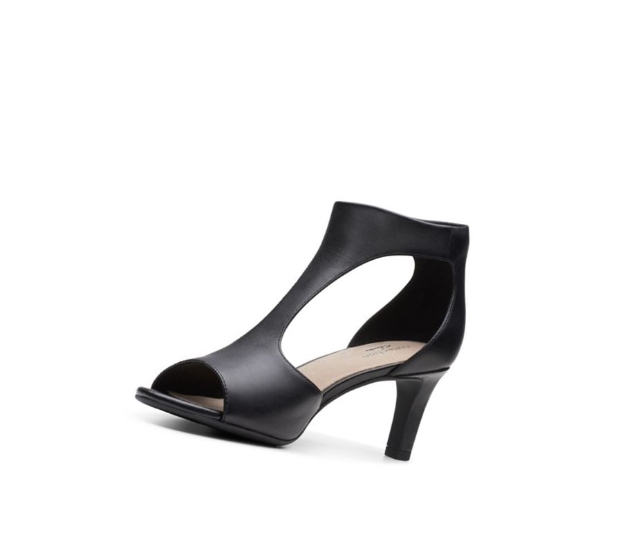 Clarks Alice Flame Leder Sandalen Absatz Damen Schwarz | YGBV56013